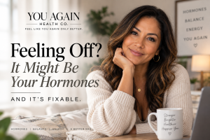 Valeria smiling in a cozy setting, representing hormone health and personalized hormone optimization care.